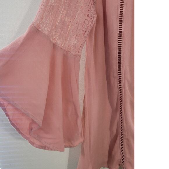 Anthropologie Umgee Blouse Womens Medium Lace Bell Sleeve Boho Cottage Core Top - Picture 5 of 7